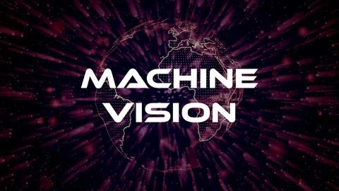 Machine Vision text concept on si-fi particles background. Dot particles te.. Stock Illustration