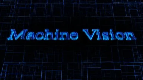 Machine Vision text concept on si-fi technology circuit line particles illu.. Stock Illustration