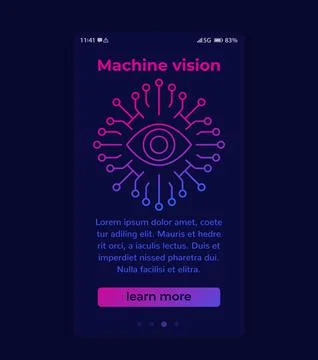 Machine vision vector banner with line icon Stock Illustration