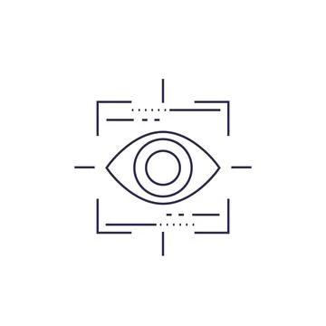 Machine vision, vector line icon Stock Illustration