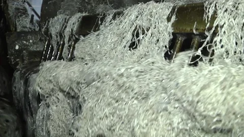 The machine washes and cuts the plastic film for recycling Video stock 168506168