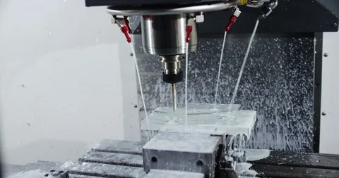 Machine with water jets, carving a mold for a chocolate bar Stock Footage 103998593