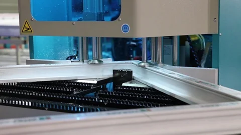 Machine for Welding plastic corners Stock Footage 72343368