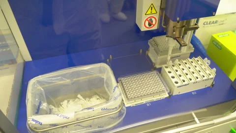 A machine which doing tests ( automatic ) on coronavirus ( covid19 ) Stock Footage 158517439