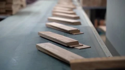 The machine on which wooden blocks are driven out and sorted. Stock Footage 144470055
