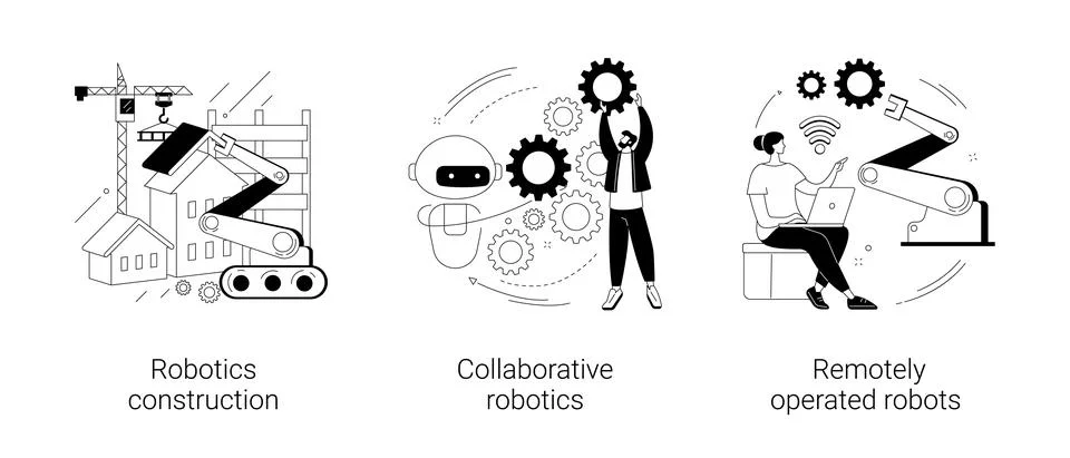 Machine work abstract concept vector illustrations. Stock Illustration