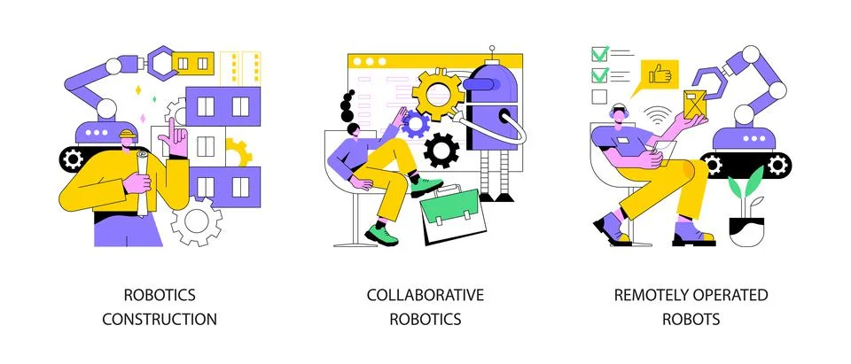 Machine work abstract concept vector illustrations. Stock Illustration