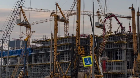 Machine work on installing bored piles, time lapse Stock Footage 118947971