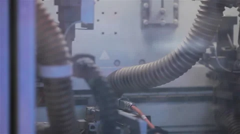 Machine at work in a woodworking factory. Close up Stock Footage 48807285