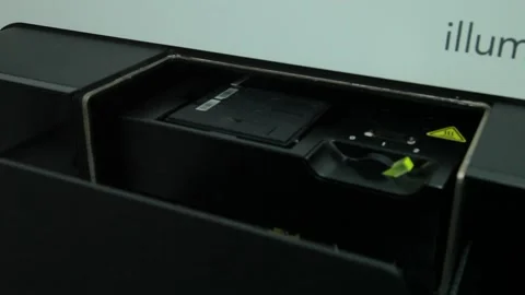 Machine working in the laboratory with DNA and blood Видео 136286173