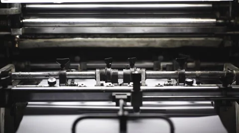 Machine working in printing house. 4K Stock Footage 64127095