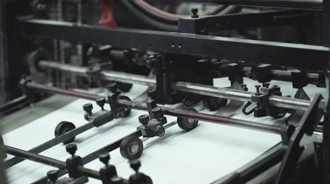 Machine working in printing house Stock Footage 64104375