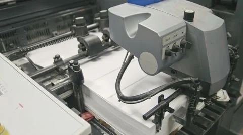Machine working in printing house, polygraph industry Stock Footage 67732208