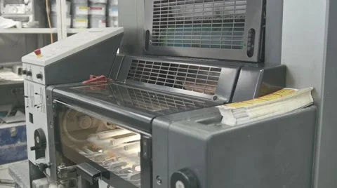 Machine working in printing house, polygraph industry - cleaning equipment Stock Footage 67732388