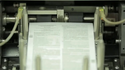 Machine working in printing house, polygraph industry - cleaning equipment Stock Footage 73914820