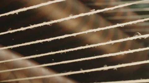 Machine working on wool strings 2 Stock Footage 141513690