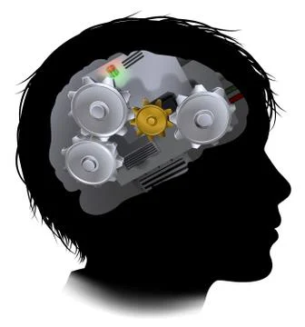 Machine Workings Gears Cogs Brain Child Stock Illustration