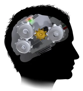 Machine Workings Gears Cogs Brain Man Stock Illustration