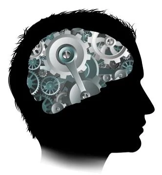 Machine Workings Gears Cogs Brain Man Concept イラスト素材