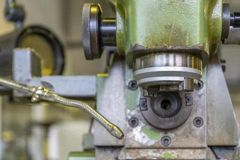 Machine workshop with drilling machine in morning Stock Photos