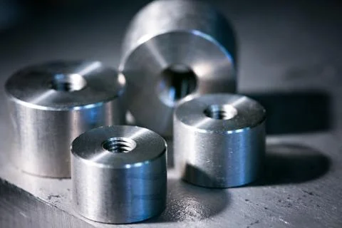 Machined Titanium Spacers Stock Photos