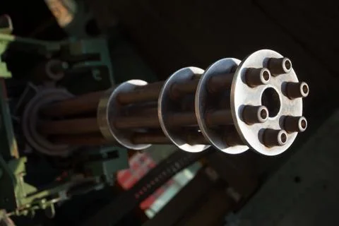 Machinegun at helicopter Foto stock