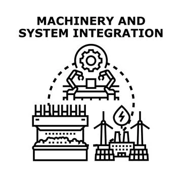 Machinery and system integration for industrial automation Stock Illustration