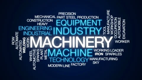 Machinery animated word cloud, text design animation. Stock Footage 74977279