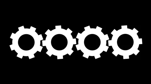 Machinery cogs on black background, round wheels spin animation Stock Footage 252300921