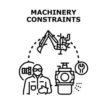 Machinery constraints concept with worker and equipment Stock Illustration