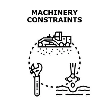 Machinery constraints creating development and repair problems Stock Illustration