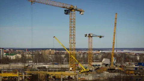 Machinery at the construction site Stock Footage