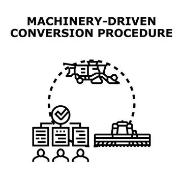 Machinery driven conversion procedure concept illustration イラスト素材