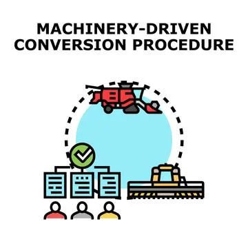Machinery driven conversion procedure concept illustration Stockillustratie