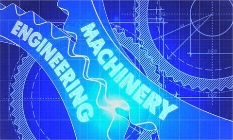 Machinery engineering on Blueprint of Cogs Stock Illustration