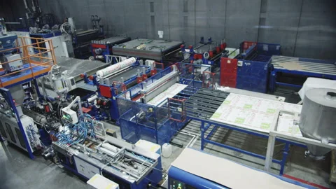 Machinery equipment processes polycarbonate sheets Stock Footage 231725589
