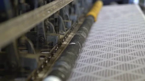 Machinery Production at High Speed Making a Mattress in a Factory. Stock Footage 275215799