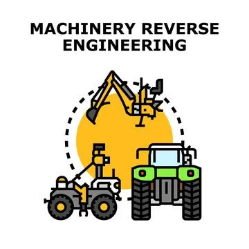 Machinery reverse engineering concept for industrial analytics 스톡 일러스트