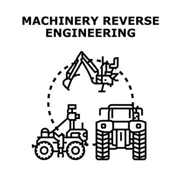 Machinery reverse engineering concept for industrial analytics Stock Illustration