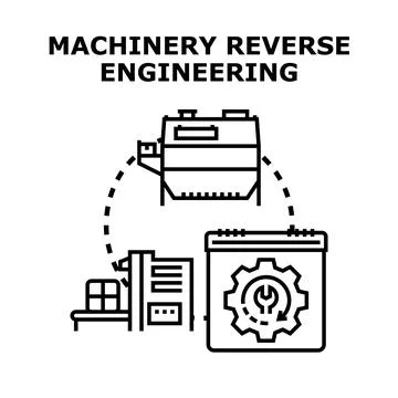 Machinery reverse engineering concept visualizing industrial process Stock Illustration
