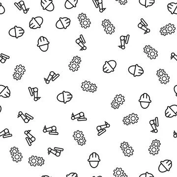 Machinery Robot Technic Seamless Pattern Vector Illustrazione stock