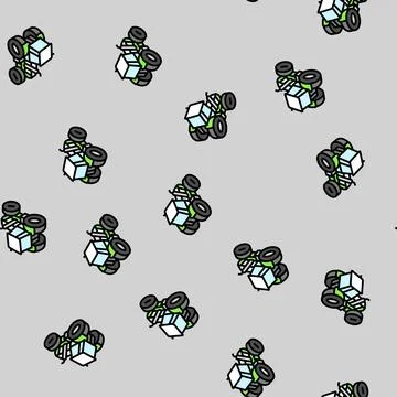 Machinery tractor vector seamless pattern Stock Illustration