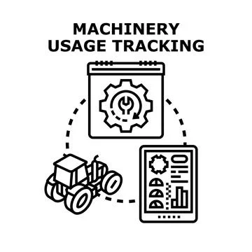 Machinery usage tracking and maintenance management system Illustrazione stock