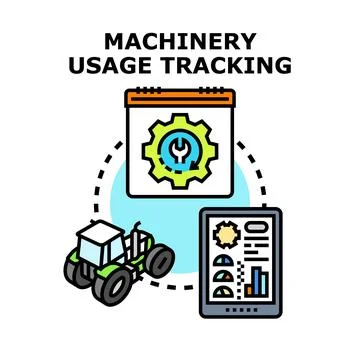 Machinery usage tracking and maintenance management system Illustrazione stock