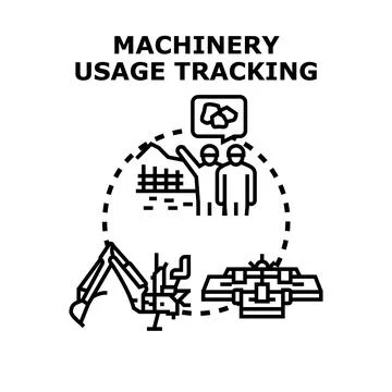 Machinery usage tracking and resource management concept Stock Illustration