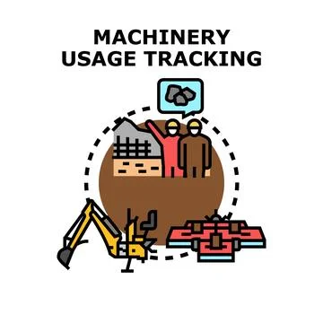 Machinery usage tracking and resource management concept Stock Illustration