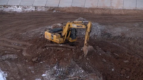 Machinery working at a construction site view Stock Footage 90302400