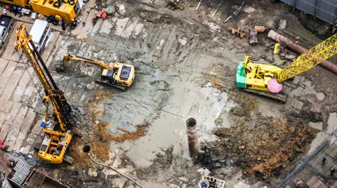 Machines are Working at Construction Site Video stock 55864563