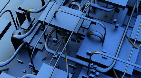 Machines cables technology computer equipment server science fiction future b Illustrazione stock