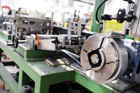 Machines in mechanic workshop in close up Stock Photos